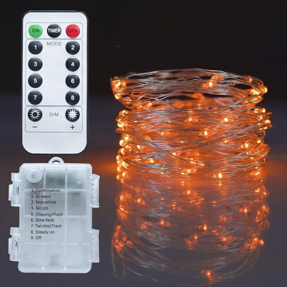 Fairy Lights, 33ft 100 LED Battery Operated Waterproof String Lights with Remote